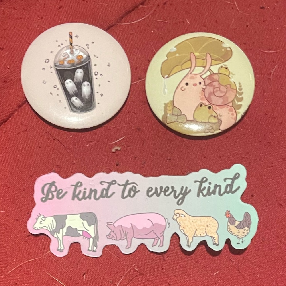 Animal-Themed Pins and Sticker Set